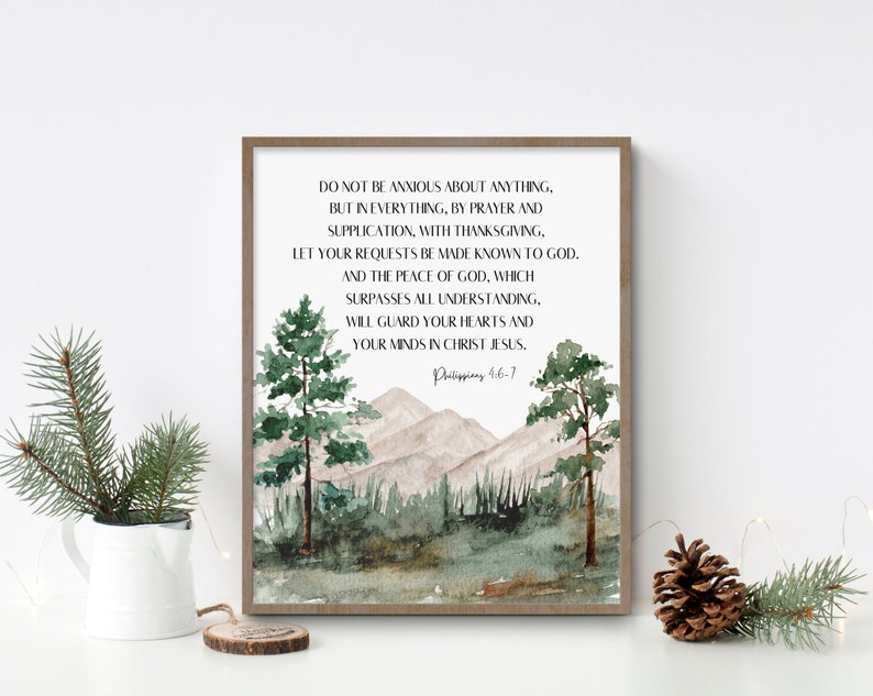 Philippians 467, Bible Verse Wall Art, Scripture Print, Bedroom Wall