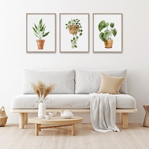 Botanical Print Set, Living Room Wall Art, Home Decor Gift, Houseplant ...