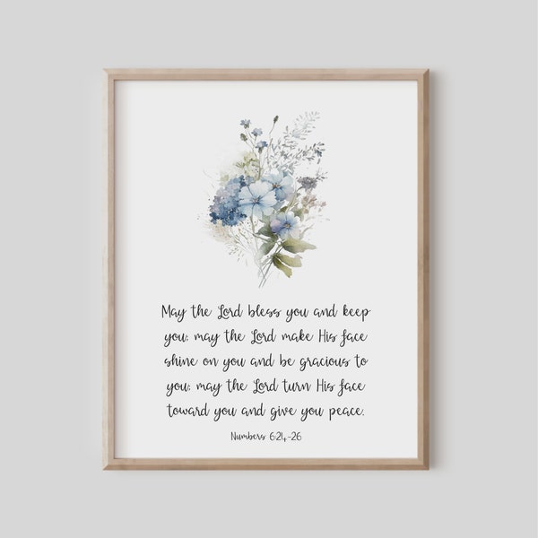 May the Lord Bless You and Keep You, Numbers 6 24 Print, Bible Verse Wall Art, Christian Gift for Women, Scripture Print, Bedroom Wall Decor