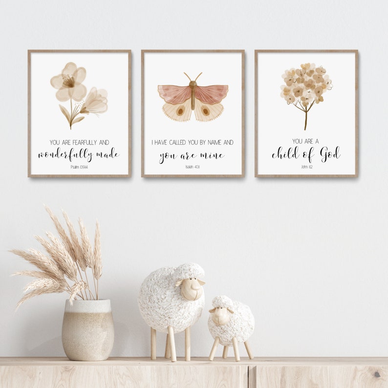 Christian Nursery Decor Kids Bible Verse Wall Art Watercolor Etsy