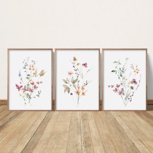 Wildflower Prints, Meadow Flowers, Watercolor Flowers, Wildflower Bouquet, Bedroom Wall Decor, Living Room Wall Art, Farmhouse Decor Country