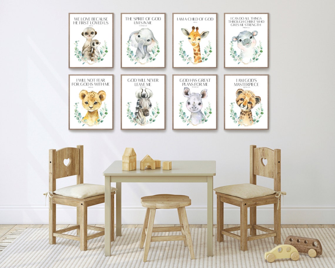Christian Nursery Decor Kids Bible Verse Wall Art Scripture Etsy