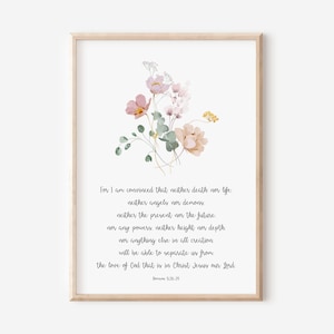 Romans 8:38-39, Nothing Can Separate Us From the Love of God, Bible Verse Wall Art, Christian Gift for Women, Scripture Print, Wildflowers