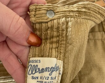 Vintage Misses Corduroy Wrangler Cutoffs Shorts Sandy Taupe Size 11 12