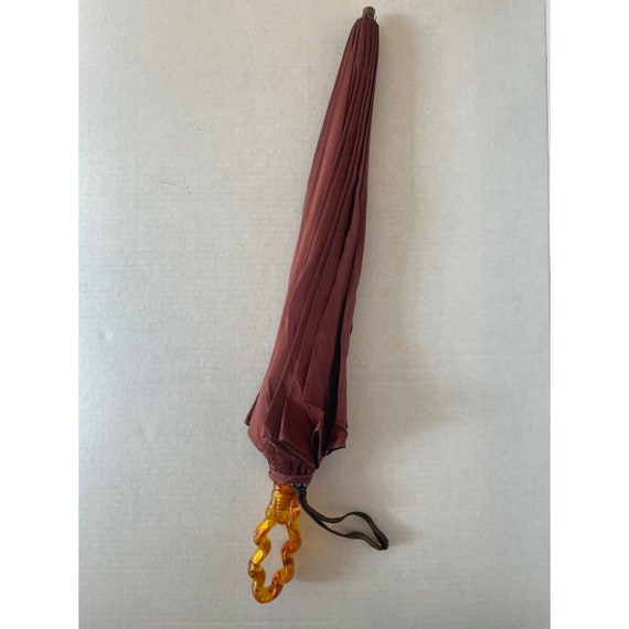 Vintage Umbrella Parasol w/ Faux Tortoise Shell S… - image 2