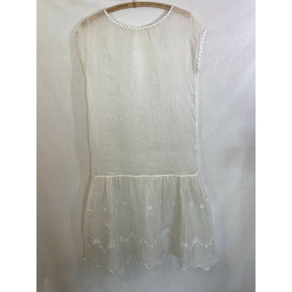 Antique Victorian White Tea Dress Blue Floral Embroid… Gem