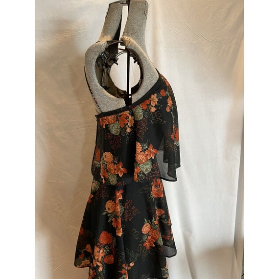 Vintage 70s Sheer Black Floral Tiered Disco Dress - image 6