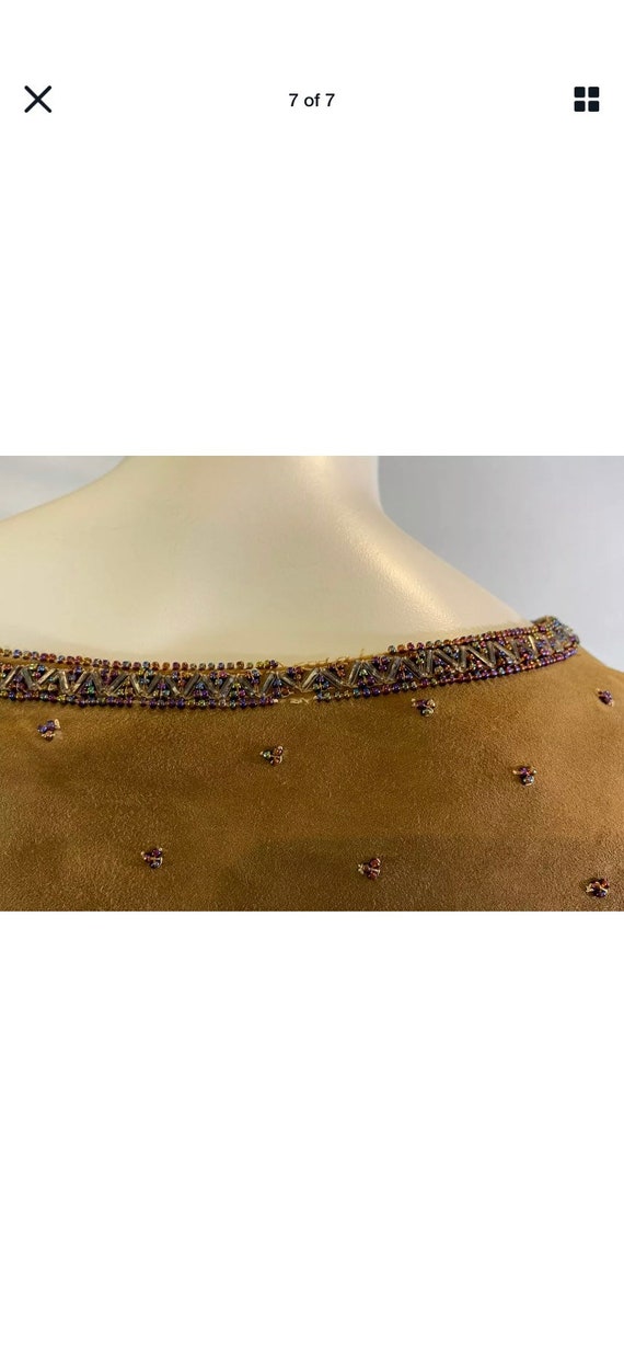 Vintage Tobacco Beaded Suede Judith Ann Creations… - image 5