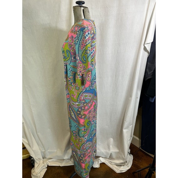 Vintage 60s Psychedelic Loungewear Maxi  Floral M… - image 6