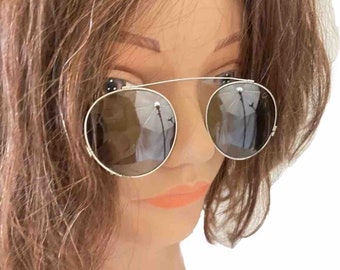 Vintage Aviator style clip on GLASS sunglasses