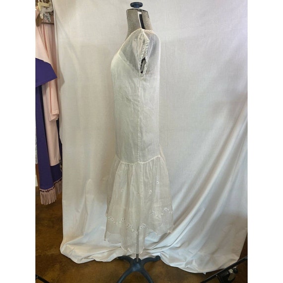 Antique Victorian White Tea Dress Blue Floral Embroid… Gem