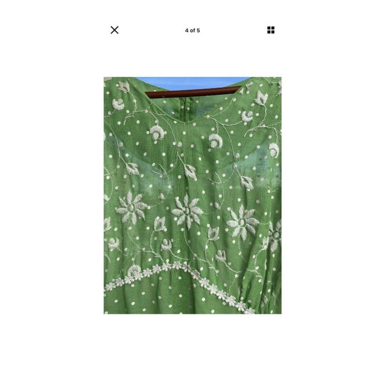 Vintage 60s Green Voile Maxi Dress