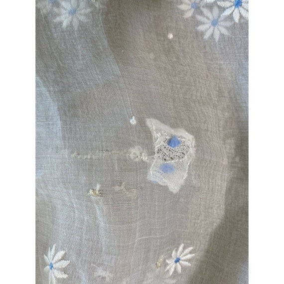 Antique Victorian White Tea Dress Blue Floral Emb… - image 9