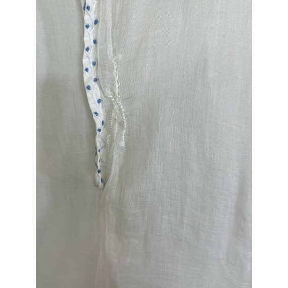 Antique Victorian White Tea Dress Blue Floral Embroid… Gem