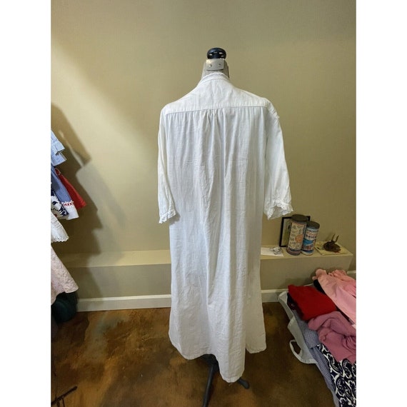 Antique Edwardian White Cotton Nightgown 3/4 butt… - image 3