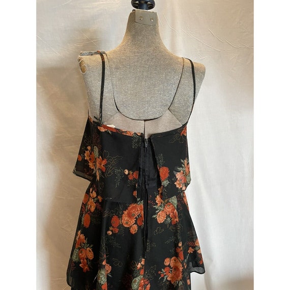 Vintage 70s Sheer Black Floral Tiered Disco Dress - image 7