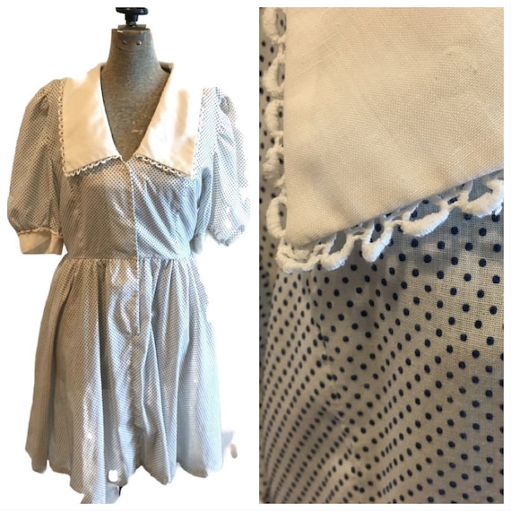 Vintage 1950s Cotton Swiss Dot Fit and Flare Dress