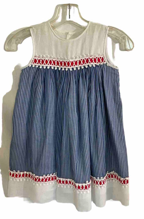 Vintage 60s Girls Dress Nautical style Empire wais