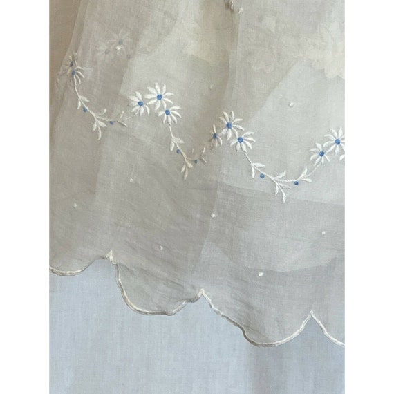 Antique Victorian White Tea Dress Blue Floral Embroid… Gem