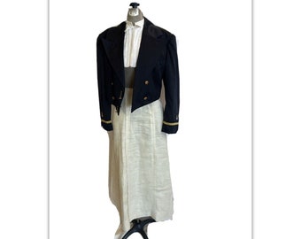 Antique Edwardian White Linen Walking Skirt 24''