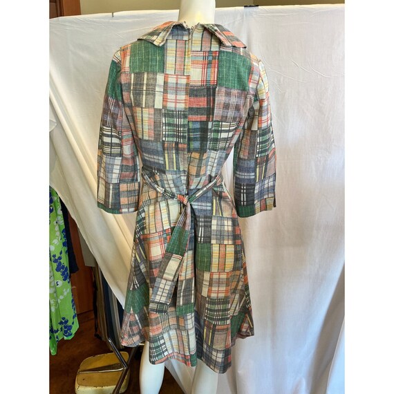 Vintage 70s  patchwork madras plaid dress  long s… - image 5
