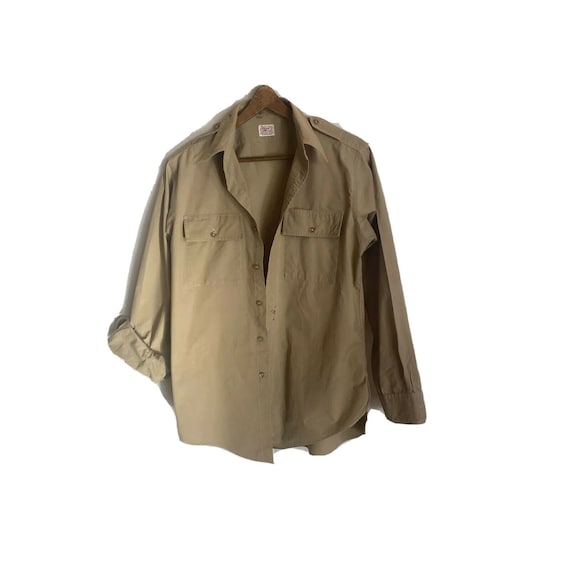 Vintage  1940s Sanforized Khaki Work Shirt Airpla… - image 2