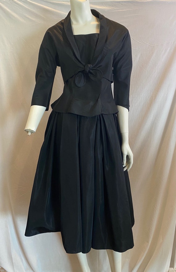 Vintage 40s Black Full skirt & jacket Chumley by … - image 8