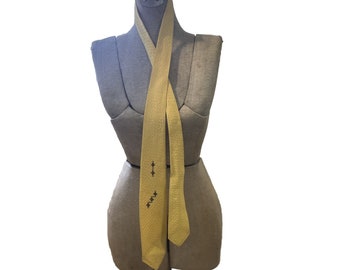 Vintage 60s Atomic Textured Rayon Necktie Yellow
