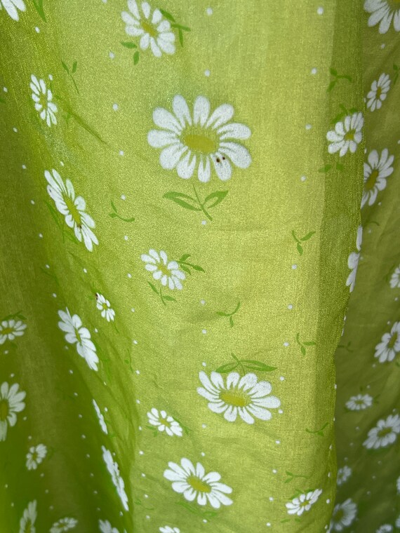 Vintage Chartreuse Voile Prom Dress Regency Flock… - image 4