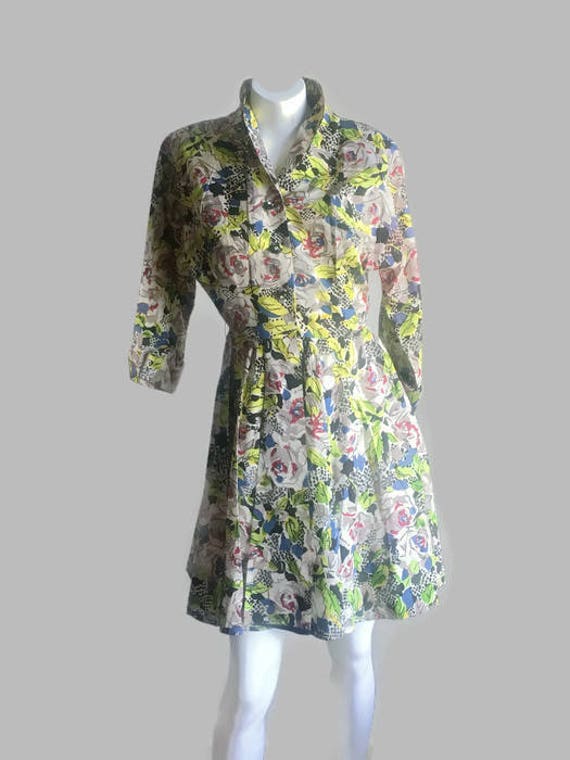 Vintage 50s R & K Original Print Dress Vibrant No… - image 2