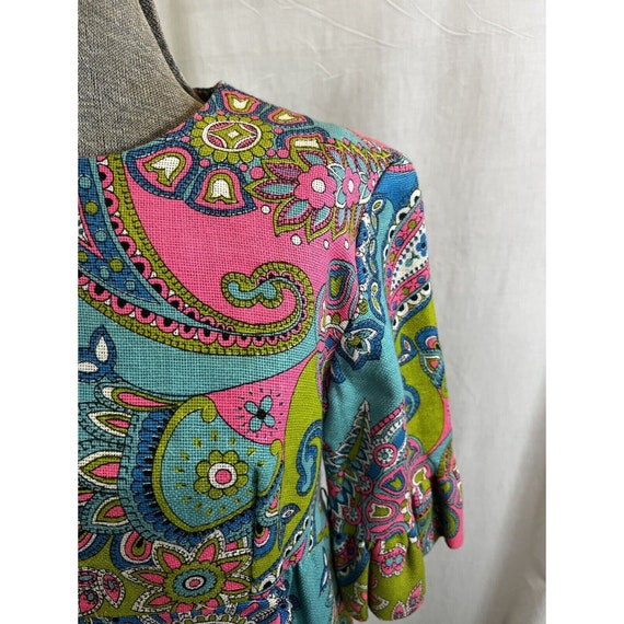 Vintage 60s Psychedelic Loungewear Maxi  Floral M… - image 5