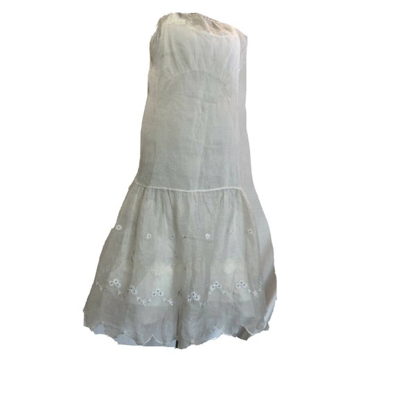 Antique Victorian White Tea Dress Blue Floral Embroid… Gem