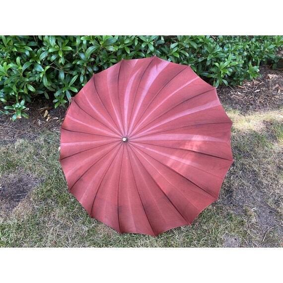 Vintage Umbrella Parasol w/ Faux Tortoise Shell S… - image 3