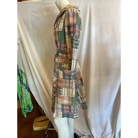 Vintage 70s  patchwork madras plaid dress  long s… - image 4