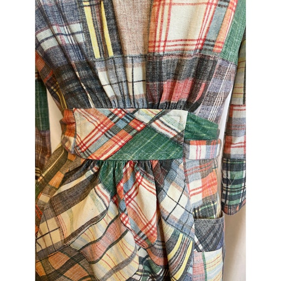 Vintage 70s  patchwork madras plaid dress  long s… - image 3