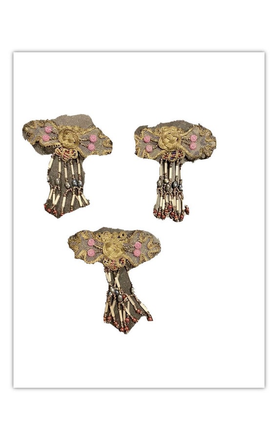 Antique 1900s gold mesh brooches