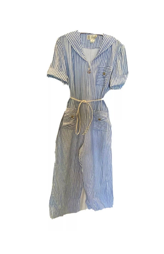 Vintage 70s Cotton Striped Jumpsuit