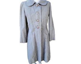 Vintage Shagmoor Coat Charcoal Gray Wool Long Military Style Fancy buttons