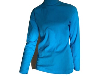 Vintage 60s Nylon Turquoise Mock Turtleneck