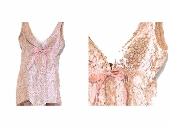 1960's Vintage pink lace swimsuit / oleg cassini /