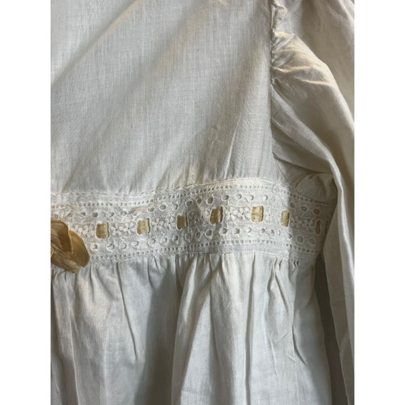 Antique 1900s White Cotton Lace Nightgown  pink S… - image 3