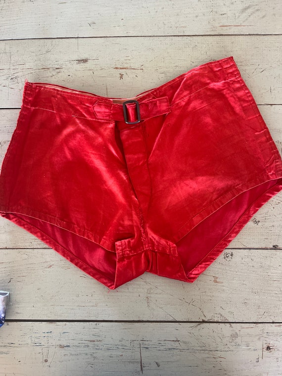 Vintage 40s Red satin athletic shorts