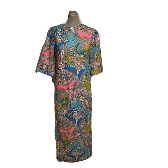 Vintage 60s Psychedelic Loungewear Maxi  Floral M… - image 2