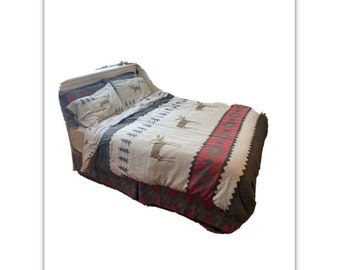 Vintage Flannel Cabin Bedding Queen Size Reversible Bedding Set - Kimlor Mills