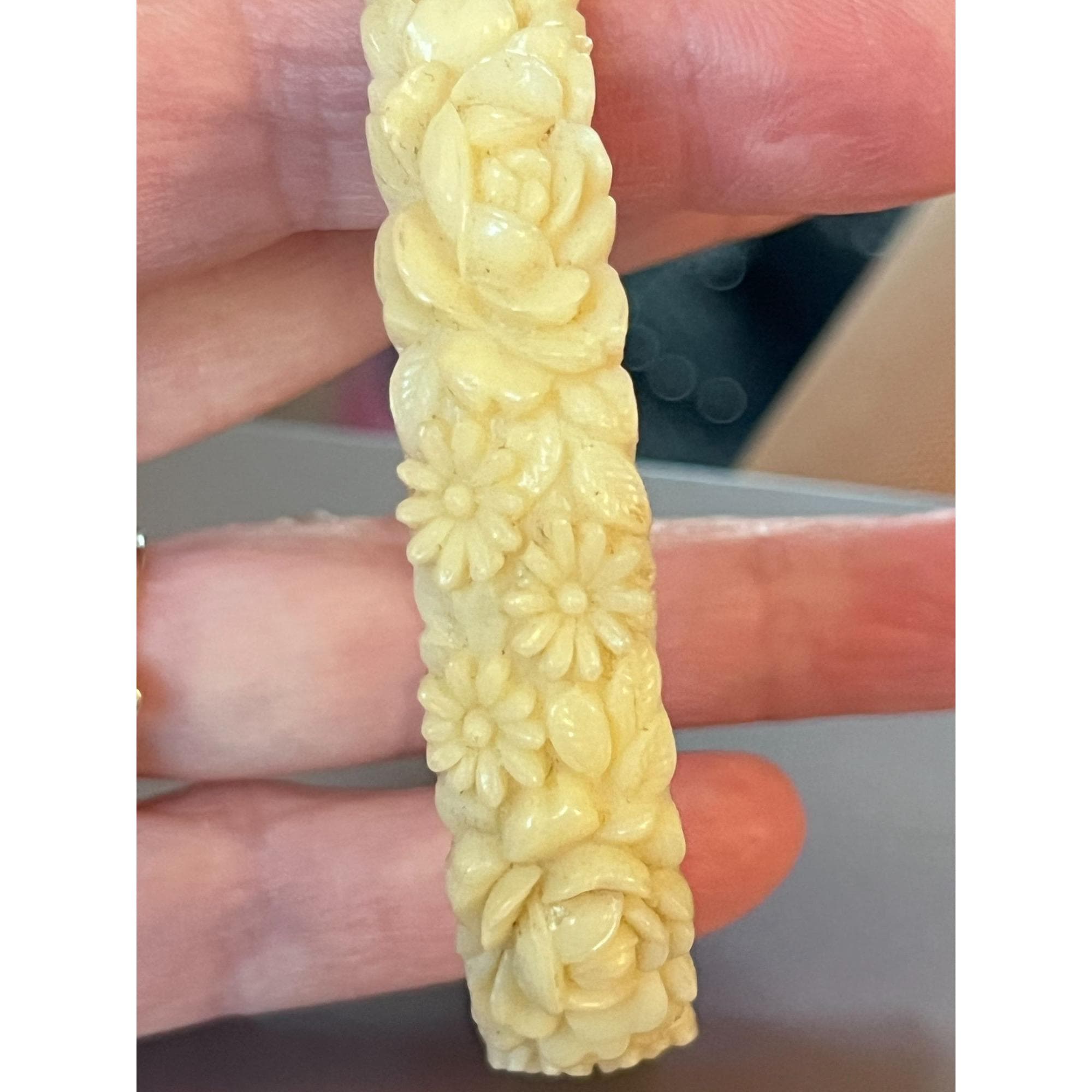 Vintage 30s Carved Celluloid Bangle Raised Floral Design - Etsy