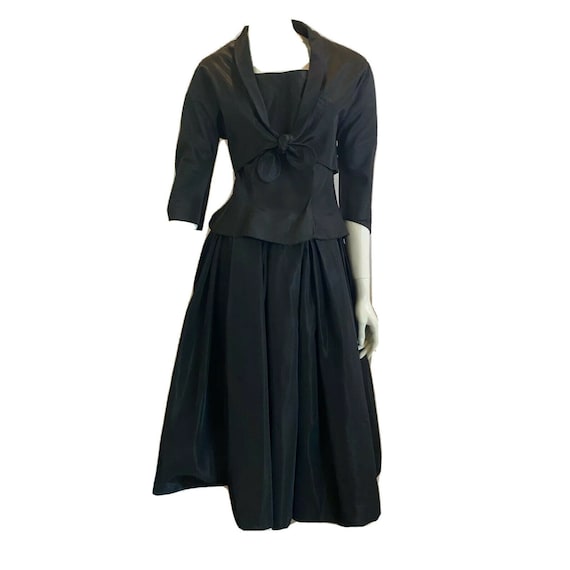 Vintage 40s Black Full skirt & jacket Chumley by … - image 1