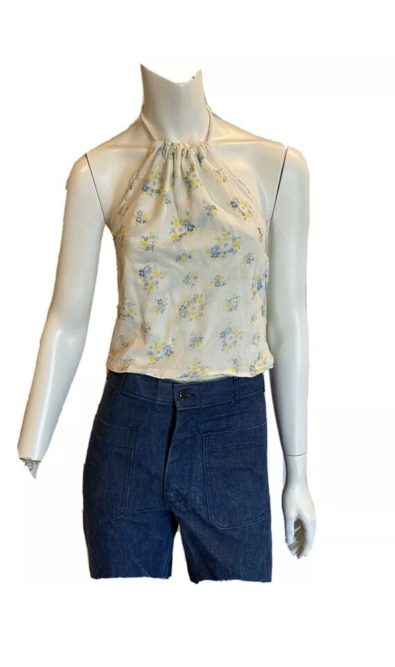 Vintage 70's Cotton Print Reversible Halter Top