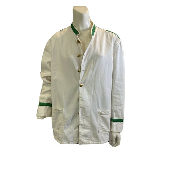 Vintage 30s Doorman Jacket / White with Brass butt