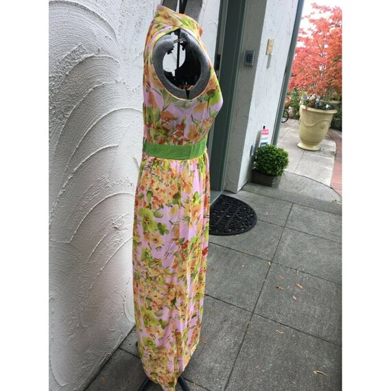 Vintage 60s Hawaiian style print pink floral Maxi - image 4