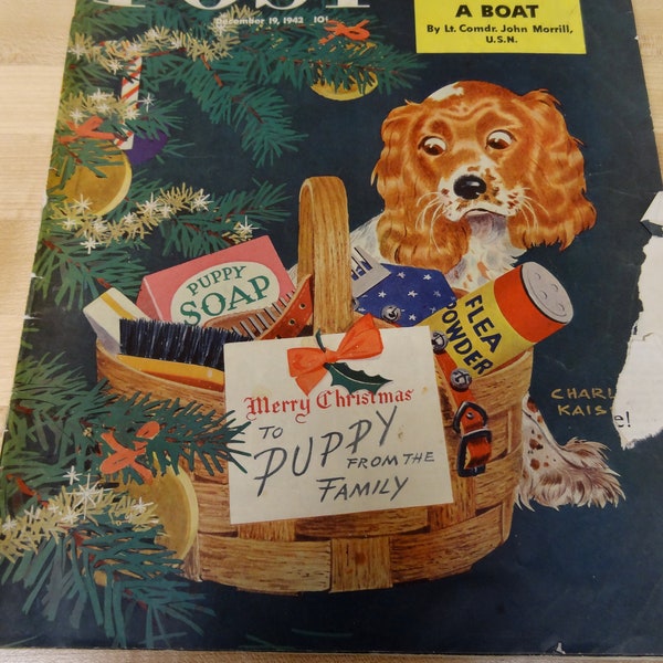 Vintage Saturday Evening Post Magazine. December 1942. Perfect for Christmas Crafting.